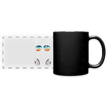 Chien avec des lunettes de soleil fraîches pour les vacanciers - Mug panoramique uni - noir - Devant