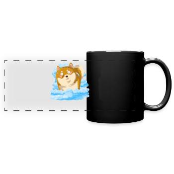 Kawaii Dog Dog Owner Cadeau Clouds Shiba Inu - Mug panoramique uni - noir - Devant