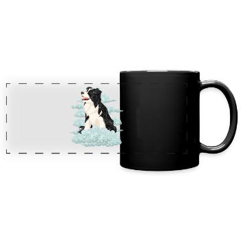 Dog Lover Chiens Cadeau Nuages Border Collie - Mug panoramique uni - noir - Devant