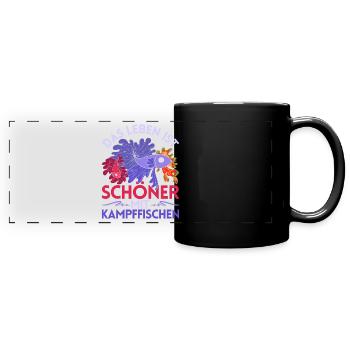 Meeresbewohner Geschenk Siamesischer Kampffisch - Panorama-Tasse farbig - Schwarz - Vorne