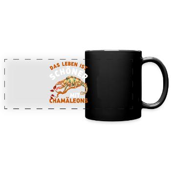 Chamäleon - Panorama-Tasse farbig - Schwarz - Vorne