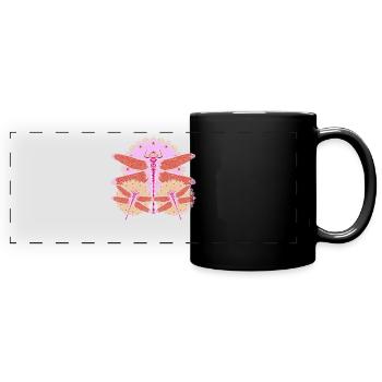 Tierliebhaber Mandala Insekt Geschenk Tier Libelle - Panorama-Tasse farbig - Schwarz - Vorne