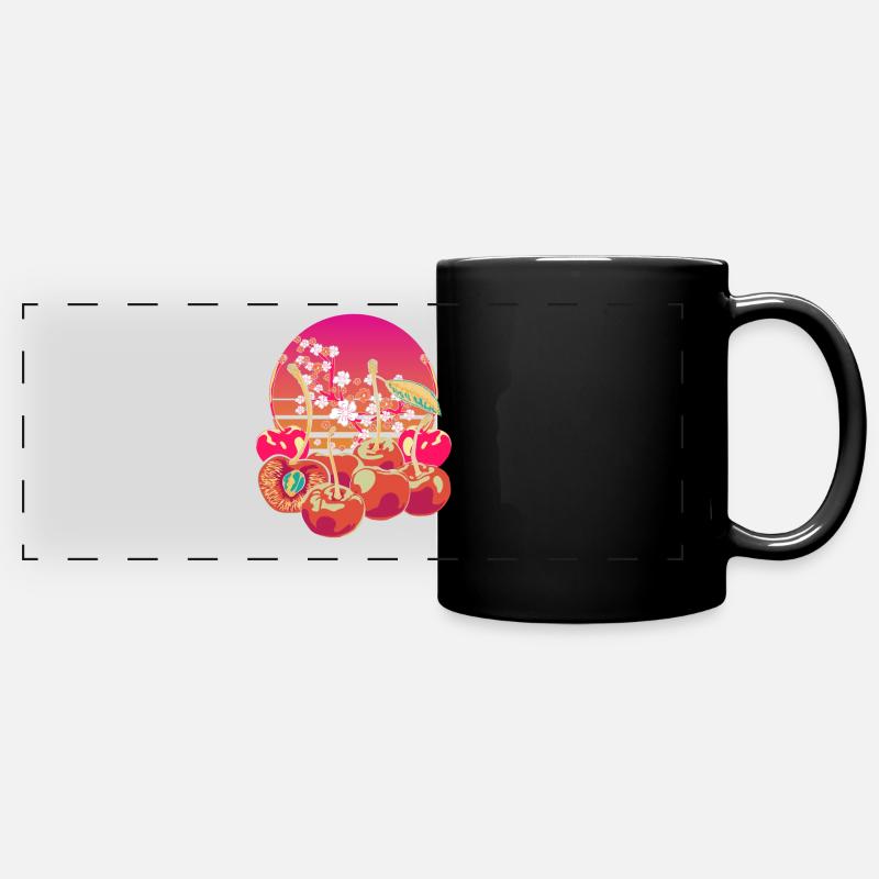 Fruit 90s Vaporwave Sakura Fruit Cadeau Cerise - Mug panoramique uni - noir