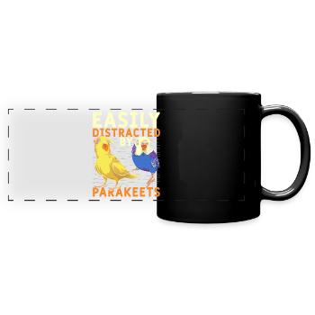 Oiseau amoureux Oiseau Drôle de cadeau Perruche - Mug panoramique uni - noir - Devant