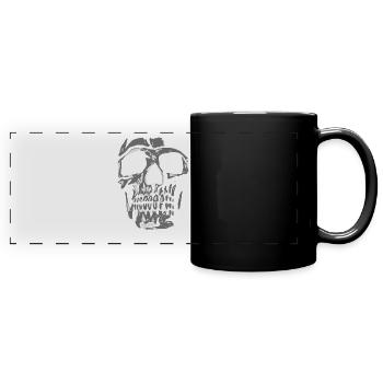 Tête de mort métal symbole lourd musique cadeau - Mug panoramique uni - noir - Devant