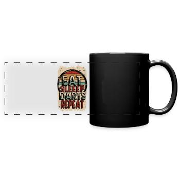 Mangez des fléchettes de sommeil Répétez le dicton de fléchettes - Mug panoramique uni - noir - Devant