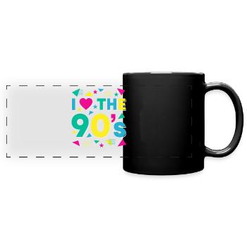 Yellow 90's Retro Love Celebration Whimsy - Full Colour Panoramic Mug - black - Front