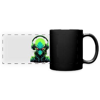 Alien avec des écouteurs Extraterrestrial DJ Music - Mug panoramique uni - noir - Devant