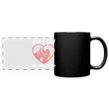 Mädchenherz Pferdeliebe - Panorama-Tasse farbig - Schwarz - Vorne