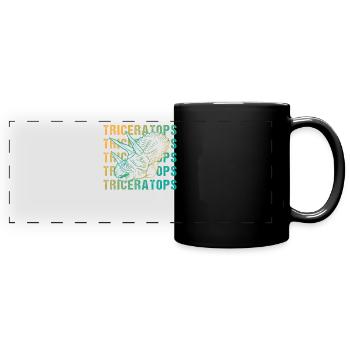 Triceratops Wortspiel Design Vintage Look - Panorama-Tasse farbig - Schwarz - Vorne