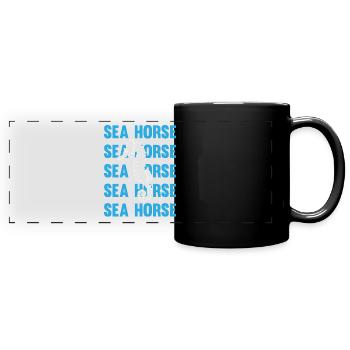 Sea Horse Writing Game Ocean Love - Full Colour Panoramic Mug - black - Front