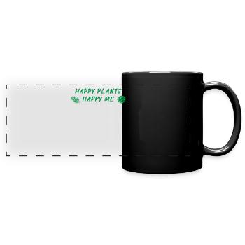 Happy Plants Glückliche Pflanzenfreude - Full Colour Panoramic Mug - black - Front