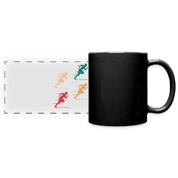 Bunte Sprinter Action Geschenk - Panorama-Tasse farbig - Schwarz - Vorne