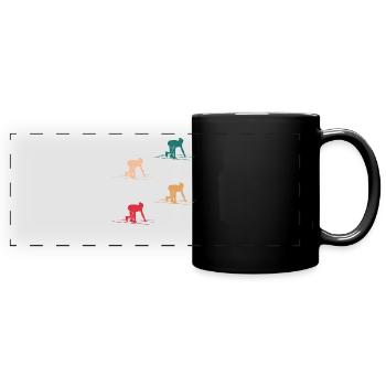 Bunte Welt der Kurzstreckenläuferinnen - Panorama-Tasse farbig - Schwarz - Vorne