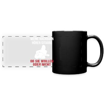 Nachbar-Musikgenuss Gitarristin Geschenk - Panorama-Tasse farbig - Schwarz - Vorne