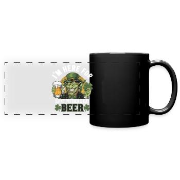 St. Patrick`s Day Beer Leprechaun Kobold Bier - Panorama-Tasse farbig - Schwarz - Vorne