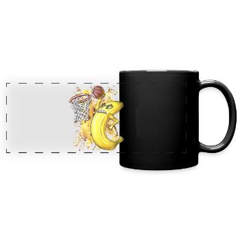 Funny Banana Basketball Player Slam Dunk Jump - Full Colour Panoramic Mug - black - Front