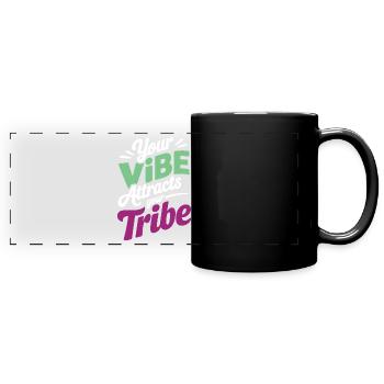 Votre vibration attire l’énergie positive de votre tribu - Mug panoramique uni - noir - Devant