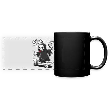 Skateboarding Sensenmann – Skate or Die - Panorama-Tasse farbig - Schwarz - Vorne
