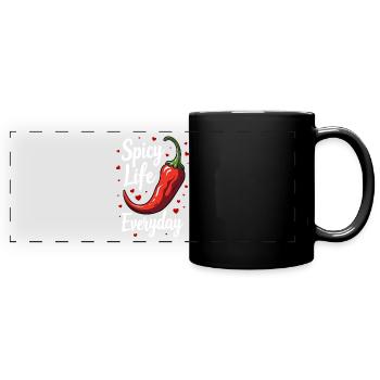 Spicy Life – Chili Vibes für jeden Tag - Panorama-Tasse farbig - Schwarz - Vorne