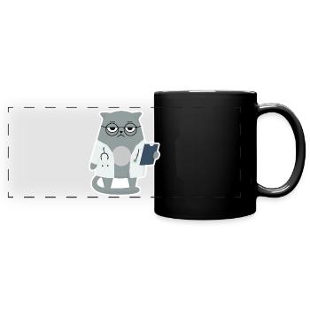 Cat Grumpy Arzt - Katze - Panorama-Tasse farbig - Schwarz - Vorne
