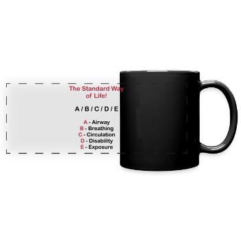 Rettungsdienst ABC Schema - Panorama-Tasse farbig - Schwarz - Vorne