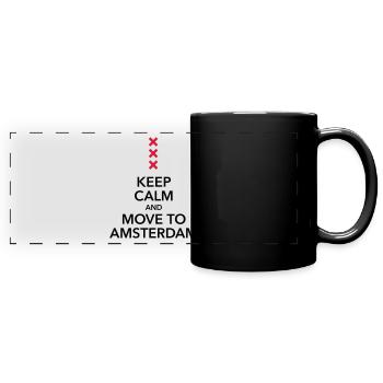 keep calm move to Amsterdam Holland Cross Cross - Mug panoramique uni - noir - Devant