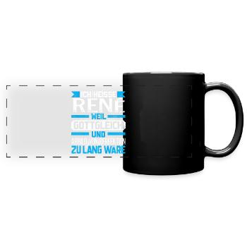 RENE - Gottgleich Geschenk - Panorama-Tasse farbig - Schwarz - Vorne