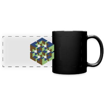unmögliche Figur Escher Würfel Geometrie Phantasie - Panorama-Tasse farbig - Schwarz - Vorne