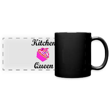 Kitchenqueen - die Back und Küchenkönigin - Panorama-Tasse farbig - Schwarz - Vorne