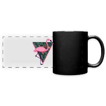Flamingo Tropical - Panorama-Tasse farbig - Schwarz - Vorne