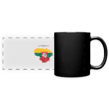Lithuania Flag - Art Design - Full Colour Panoramic Mug - black - Front