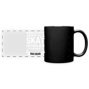 Skat Kartenspiel Design für einen Skatspieler - Panorama-Tasse farbig - Schwarz - Vorne