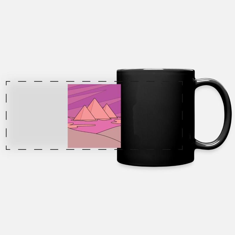 Retro pyramide du désert soleil - Mug panoramique uni - noir