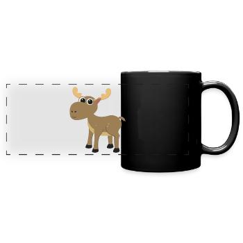 Elch Elchbaby Babyelch Tiermotiv Schwedenliebe - Panorama-Tasse farbig - Schwarz - Vorne