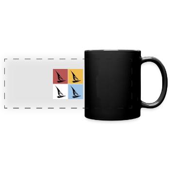 Quadrate Windsurfing Vintage Retro Windsurfen - Panorama-Tasse farbig - Schwarz - Vorne