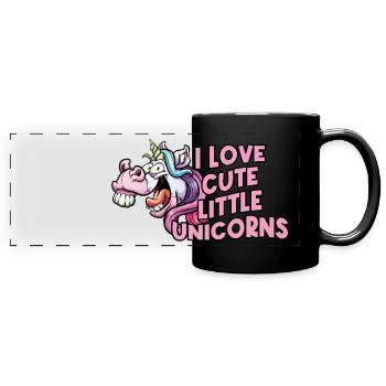 I love a crazy cute cute unicorn - Full Colour Panoramic Mug - black - Front