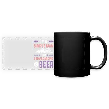 snowboarding und bier - Panorama-Tasse farbig - Schwarz - Vorne