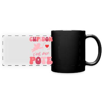Cupidon Humour Saint Valentin Couple - Mug panoramique uni - noir - Devant