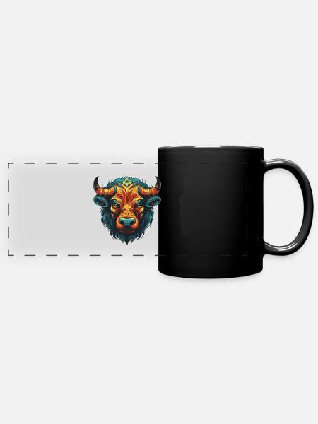 Bulle Portrait Taurus - Panorama-Tasse farbig - Schwarz