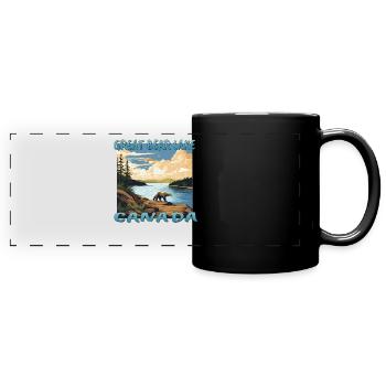 Canada Saskatchewan Northern Lights Holiday Design - Full Colour Panoramic Mug - black - Front