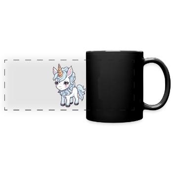 Licorne Bande Dessinée Mignon - Mug panoramique uni - noir - Devant