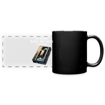 Retro VHS Kassette Nostalgisches 80er Jahre Binge-Watching - Panorama-Tasse farbig - Schwarz - Vorne