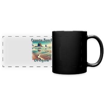 Cannon Beach, Oregon, États-Unis - Vacances reposantes sur le - Mug panoramique uni - noir - Devant