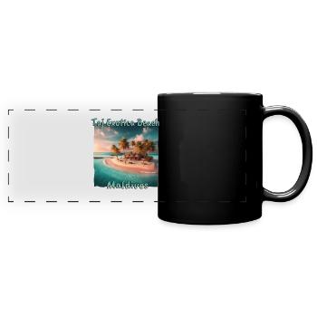 Taj Exotica Beach Maldives - Coucher de soleil - Mug panoramique uni - noir - Devant