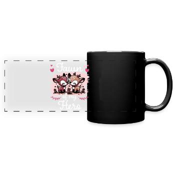 Fawn Love Romantic Idea Couple - Full Colour Panoramic Mug - black - Front