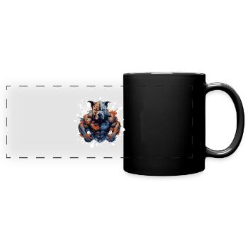 Fosse pour chien Muscles Combattant Bête - Mug panoramique uni - noir - Devant