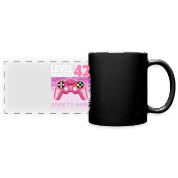 42. Geburtstag Gamer Videospiele - Panorama-Tasse farbig - Schwarz - Vorne