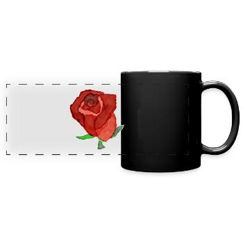 Romantische Rosenillustration - Panorama-Tasse farbig - Schwarz - Vorne