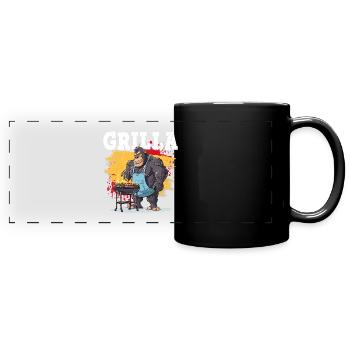 Grilling Grilla Griller Gorilla BBQ Saying Funny - Full Colour Panoramic Mug - black - Front